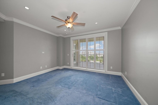 125 Belleview Blvd Unit 503, Belleair, FL 33756 - carpeted spare room featuring a ceiling fan, recessed lighting, and ornamental molding