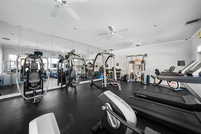 5000 Culbreath Key Way Unit 1-112, Tampa, FL 33611 - gym with a ceiling fan, ornamental molding, and recessed lighting
