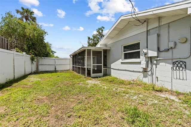 358 Highland Shores Dr, Ellenton, FL 34222 - fenced backyard with a sunroom