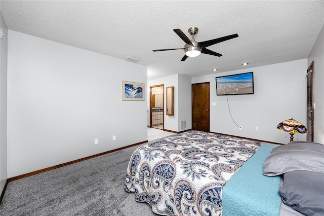 11203 Egret Nest Ct, Riverview, FL 33569 - bedroom with carpet floors, a textured ceiling, and a ceiling fan