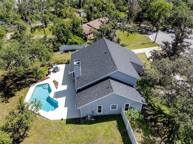 11203 Egret Nest Ct, Riverview, FL 33569 - view from above of property with a pool area and a tree filled landscape
