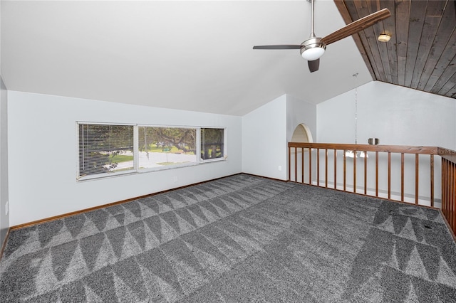 11203 Egret Nest Ct, Riverview, FL 33569 - additional living space featuring carpet, a ceiling fan, and lofted ceiling