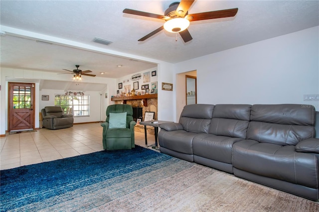 4205 Helene Pl, Valrico, FL 33594 - tiled living area with ceiling fan and baseboards