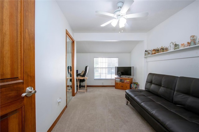 4205 Helene Pl, Valrico, FL 33594 - living area featuring light colored carpet and ceiling fan