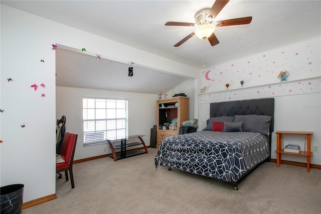 4205 Helene Pl, Valrico, FL 33594 - bedroom featuring carpet, lofted ceiling, and ceiling fan