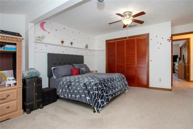 4205 Helene Pl, Valrico, FL 33594 - carpeted bedroom with a closet and a ceiling fan