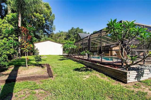4205 Helene Pl, Valrico, FL 33594 - view of grassy yard with an outdoor pool