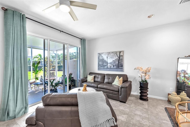 7124 Summer Holly Pl, Riverview, FL 33578 - living area featuring a ceiling fan and light tile patterned floors