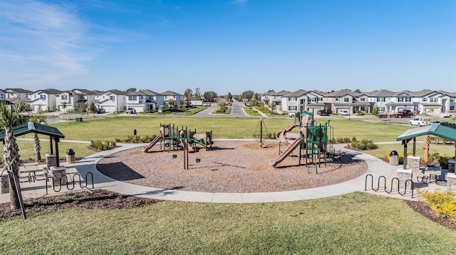7517 Notched Pine Bnd, Wesley Chapel, FL 33545 - communal playground with a residential view, a lawn, and a gazebo