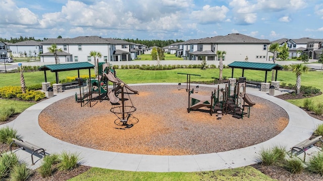 7517 Notched Pine Bnd, Wesley Chapel, FL 33545 - community play area with a residential view, a gazebo, and a yard