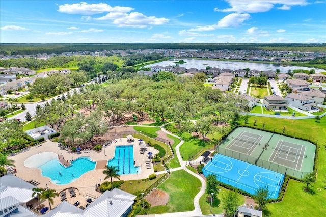 12838 Wildflower Meadow Dr, Riverview, FL 33579 - bird's eye view of a pool area and a nearby body of water