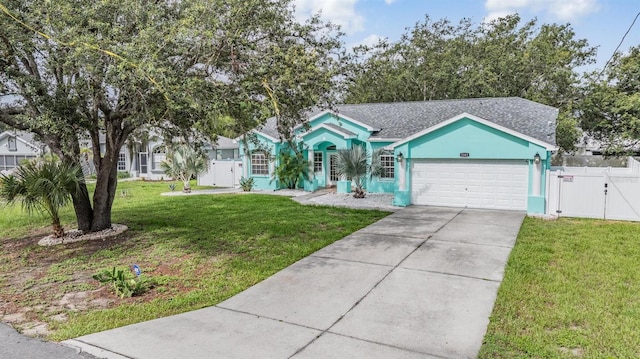 5283 Bevens Ave, Spring Hill, FL 34608 - ranch-style home with a gate, a garage, and concrete driveway
