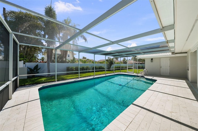 5884 51st St S, Saint Petersburg, FL 33715 - view of swimming pool with a patio area and glass enclosure
