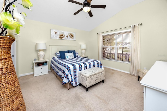 12337 Rose Haven Blvd, New Port Richey, FL 34654 - bedroom featuring carpet, lofted ceiling, and ceiling fan
