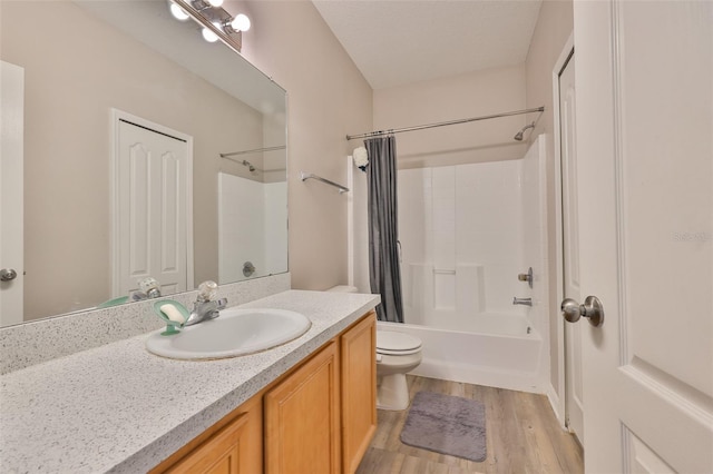5717 Fishhawk Ridge Dr, Lithia, FL 33547 - bathroom with vanity, shower / bath combo, and wood finished floors