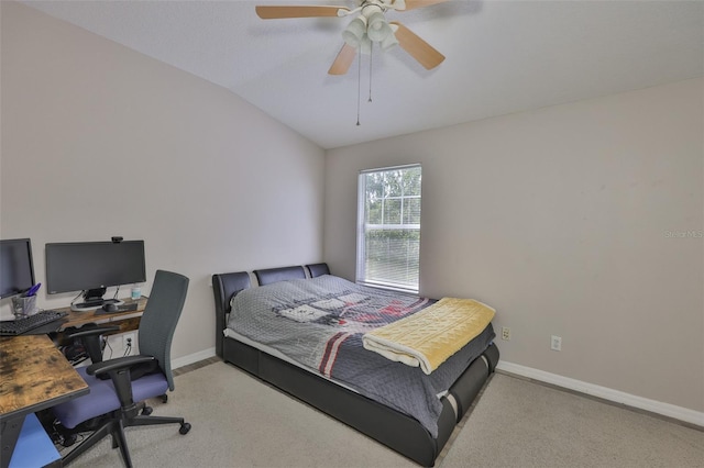 5717 Fishhawk Ridge Dr, Lithia, FL 33547 - carpeted bedroom featuring lofted ceiling, an office area, and ceiling fan