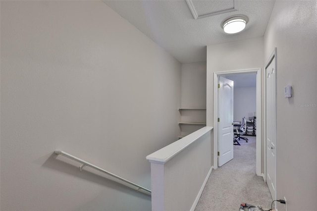 5717 Fishhawk Ridge Dr, Lithia, FL 33547 - hallway with carpet flooring, an upstairs landing, and a textured ceiling