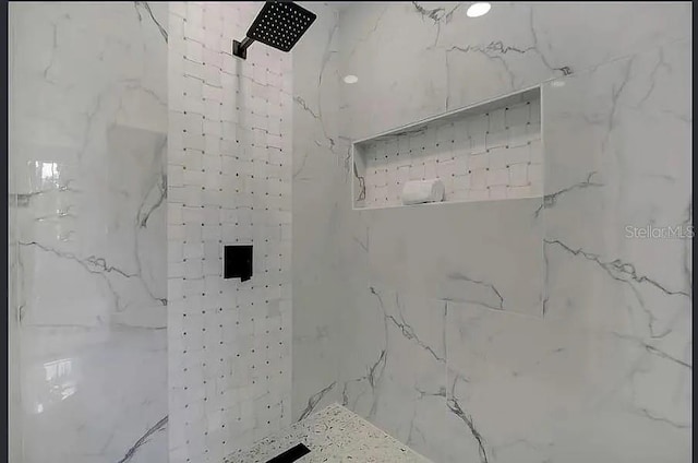 19003 Cedar Ln, Lutz, FL 33548 - bathroom featuring a marble finish shower