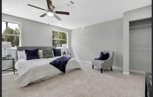 19003 Cedar Ln, Lutz, FL 33548 - bedroom with carpet flooring, ceiling fan, and a closet