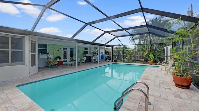 2807 Miriam St S, Gulfport, FL 33711 - outdoor pool with a patio area, french doors, and glass enclosure