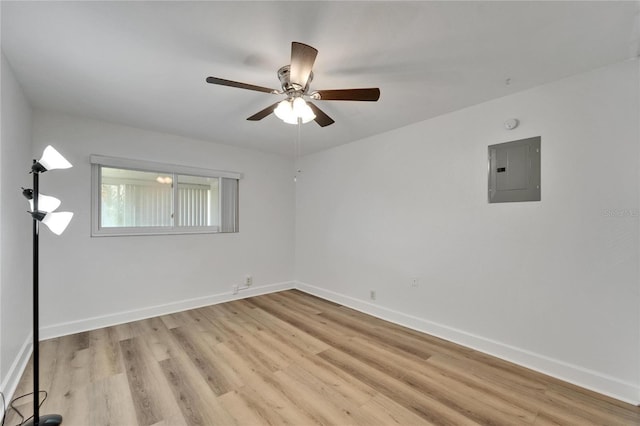 302 Andover Pl Unit G156, Sun City Center, FL 33573 - empty room with electric panel, light wood-type flooring, and ceiling fan