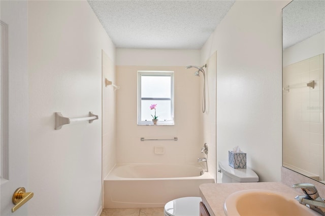 11412 Alden Ct, Hudson, FL 34667 - bathroom featuring vanity, a textured ceiling, and shower / bath combination