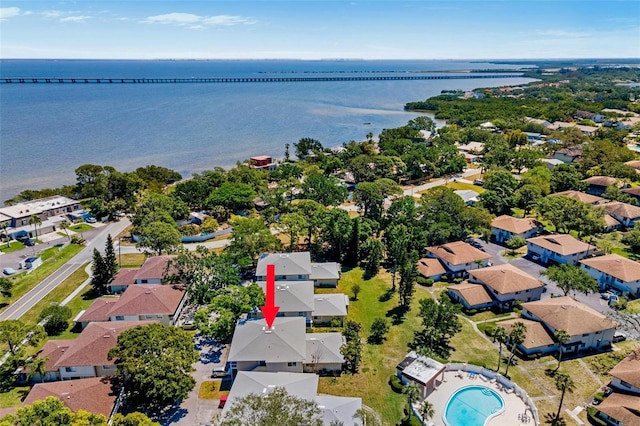 1813 Bough Ave Unit B, Clearwater, FL 33760 - aerial view of residential area featuring a large body of water and a pool area