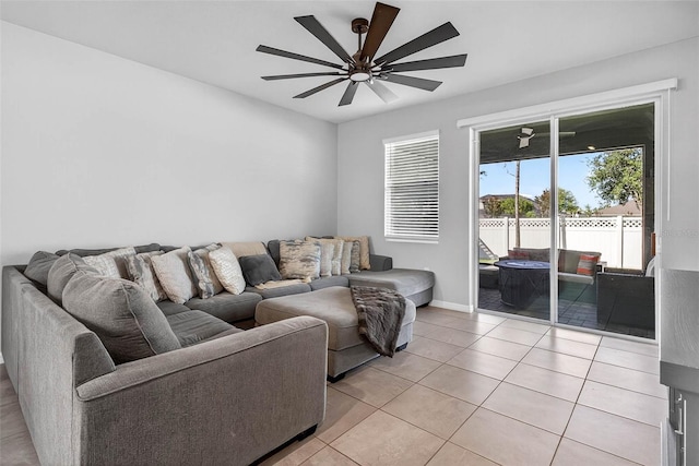 33854 Floating Heart Ct, Wesley Chapel, FL 33545 - living area featuring a ceiling fan and light tile patterned floors