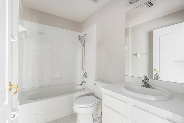 10039 Creek Bluff Dr, Riverview, FL 33578 - bathroom featuring vanity, washtub / shower combination, and tile patterned flooring