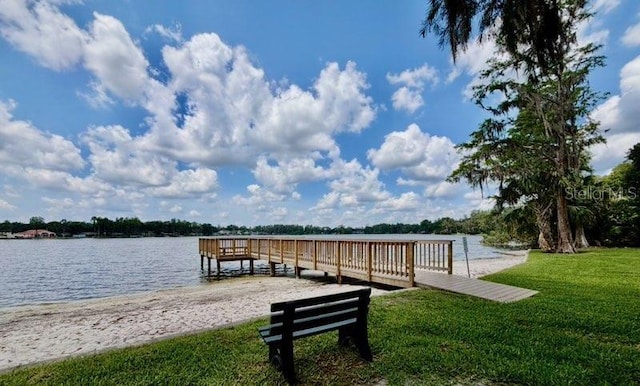 5110 Corvette Dr, Tampa, FL 33624 - dock area with a lawn and a water view