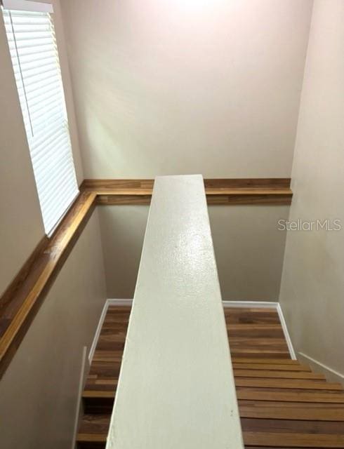 5110 Corvette Dr, Tampa, FL 33624 - stairs featuring wood finished floors and baseboards