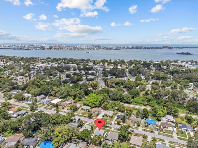 1743 Fulton Ave, Clearwater, FL 33755 - aerial overview of property's location with a nearby body of water and nearby suburban area