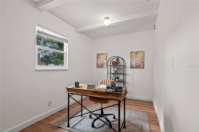 1743 Fulton Ave, Clearwater, FL 33755 - office area with beamed ceiling and wood finished floors
