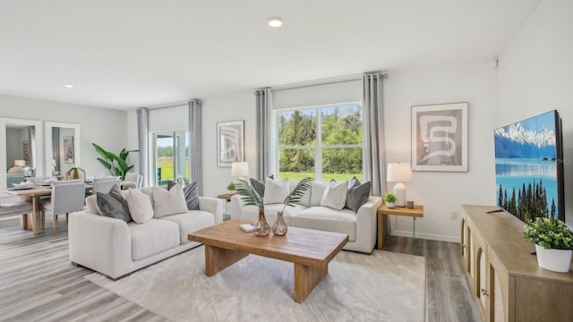 2645 Birney Run, Zephyrhills, FL 33541 - living area featuring light wood-style floors and recessed lighting