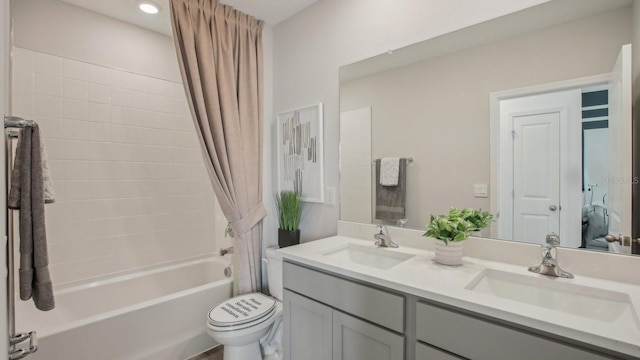 2645 Birney Run, Zephyrhills, FL 33541 - full bathroom with shower / bathtub combination with curtain and double vanity