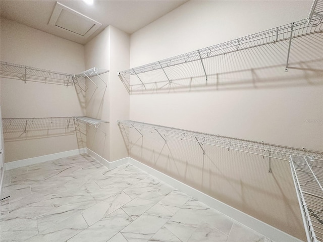 8749 Drummer Plank Dr, Wesley Chapel, FL 33545 - walk in closet with marble finish flooring and attic access