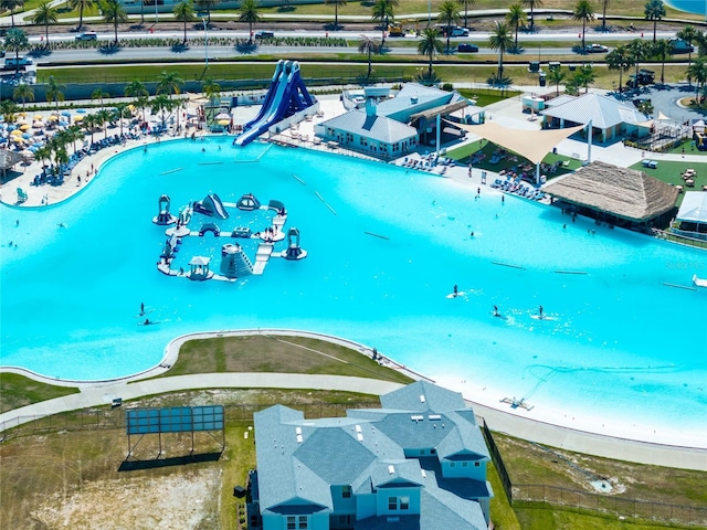 8749 Drummer Plank Dr, Wesley Chapel, FL 33545 - aerial view of a pool