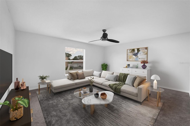 11130 Summer Star Dr, Riverview, FL 33579 - living room featuring ceiling fan and carpet floors