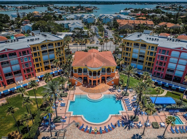 16600 Gulf Blvd Unit 437, North Redington Beach, FL 33708 - aerial view of a nearby body of water and a pool area