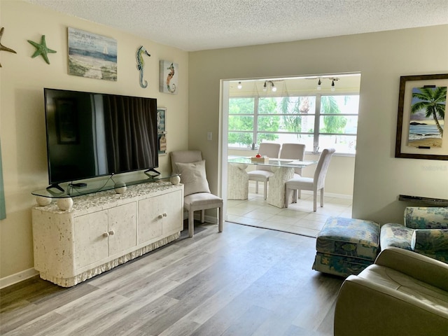 4712 Marine Pkwy Unit 203, New Port Richey, FL 34652 - living room featuring light wood finished floors and a textured ceiling