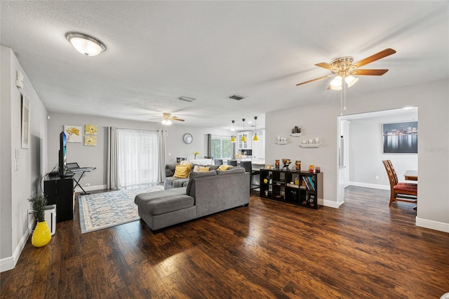 602 Hillpoint Way, Brandon, FL 33510 - living area featuring ceiling fan and wood finished floors