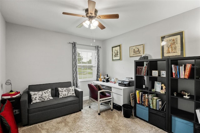 602 Hillpoint Way, Brandon, FL 33510 - home office featuring carpet flooring and a ceiling fan