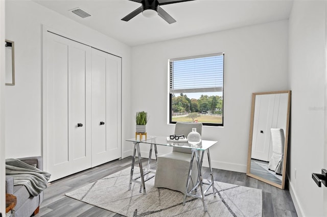 6206 64th Way N, Pinellas Park, FL 33781 - office area with wood finished floors and ceiling fan