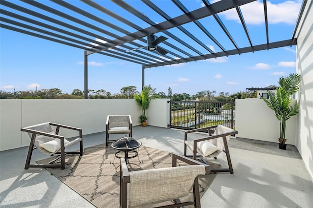 6206 64th Way N, Pinellas Park, FL 33781 - view of patio with a fire pit and a pergola