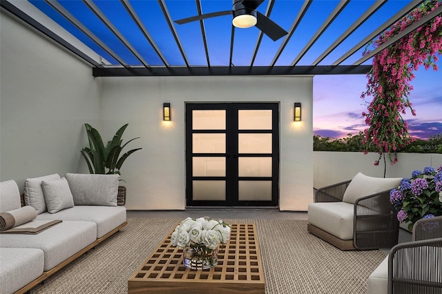 6206 64th Way N, Pinellas Park, FL 33781 - view of patio with an outdoor living space, a pergola, and a ceiling fan