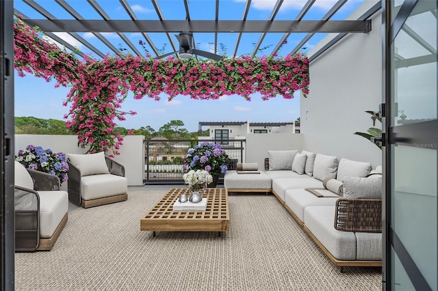 6206 64th Way N, Pinellas Park, FL 33781 - view of patio featuring outdoor lounge area, a pergola, and ceiling fan