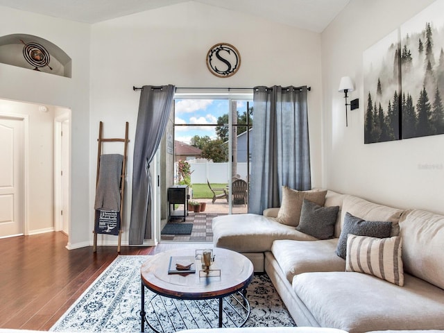24811 Gun Smoke Dr, Land O Lakes, FL 34639 - living area with dark wood-type flooring and vaulted ceiling