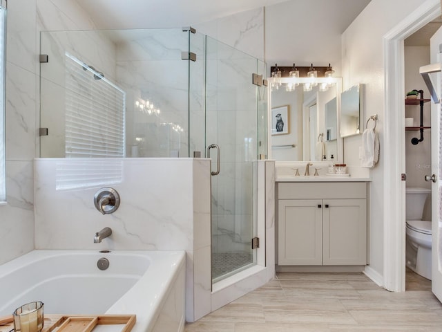 24811 Gun Smoke Dr, Land O Lakes, FL 34639 - bathroom featuring a garden tub, vanity, and a stall shower
