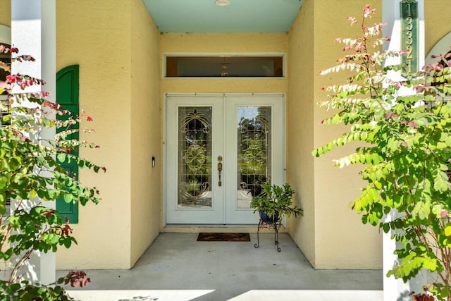 13321 Lewis Raulerson Rd, Dover, FL 33527 - property entrance featuring french doors and stucco siding