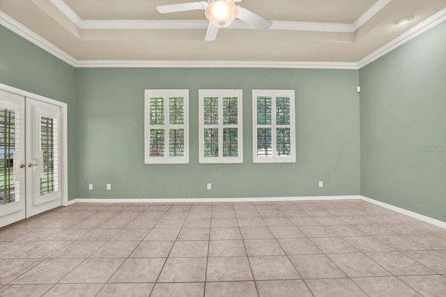 13321 Lewis Raulerson Rd, Dover, FL 33527 - tiled spare room with a raised ceiling, healthy amount of natural light, a ceiling fan, and crown molding